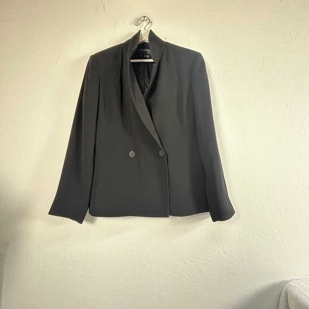 Liz Claiborne Collection Womens Double-Breasted Blazer Jacket Size 12 Black